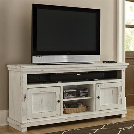 PROGRESSIVE FURNITURE Progressive Furniture P610E-64 Willow Casual Style 64 in. Media Console Table; Distressed White P610E-64